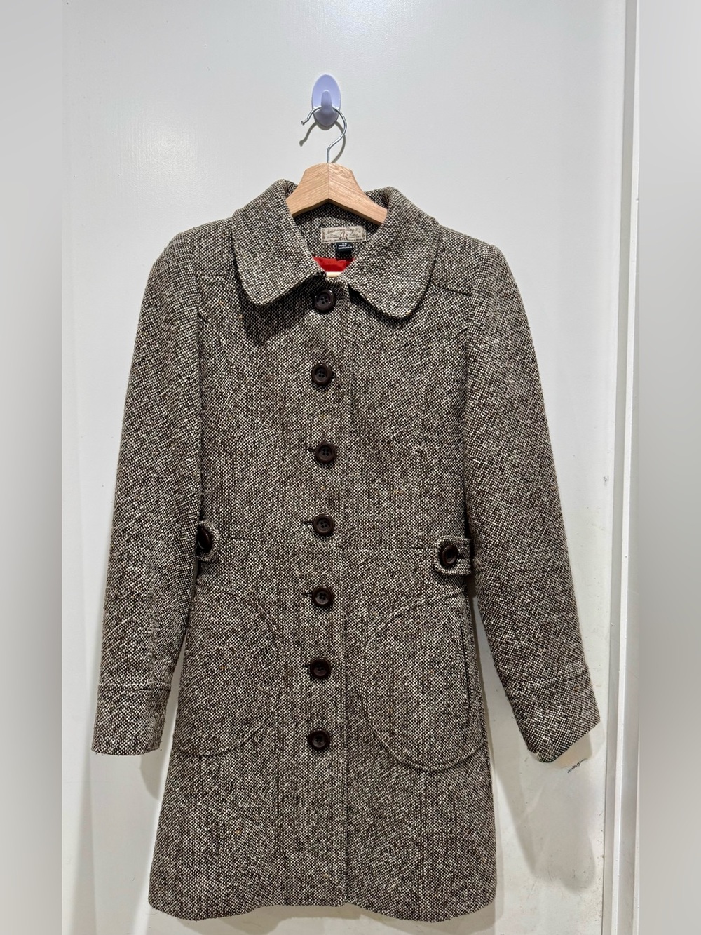 American Rag Women's Wool Tweed Button-Front Coat in Brown